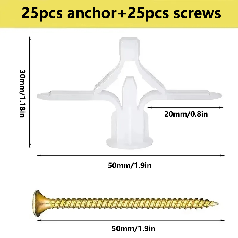 50 Piezas de Clavijas para Pla - Drywall Anchor Screw reseña y precio